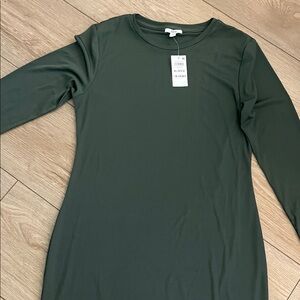 Bar III Olive Green Long Sleeve Bodycon Dress XL